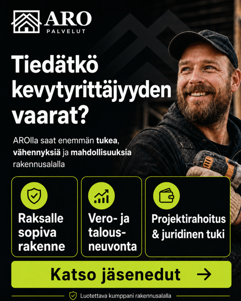 Kevytyrittäjä rakennusalalla - ongelmia edessä?