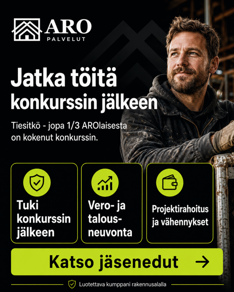 Konkurssi rakennusalalla - saa apua konkurssiin ja töiden jatkamiseen.